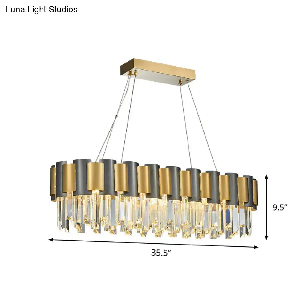 Postmodern black & gold crystal linear chandelier dining room light