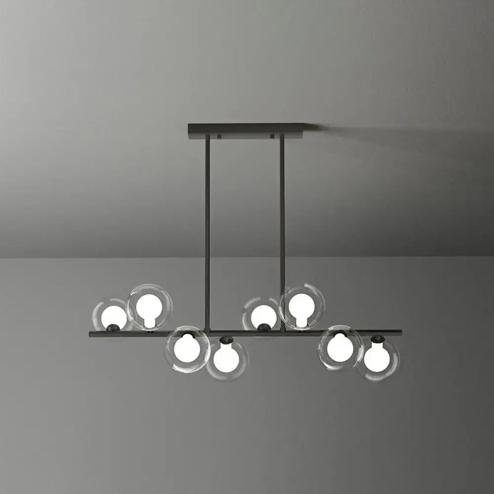 Postmodern black led island light kitchen glass globe chandelier