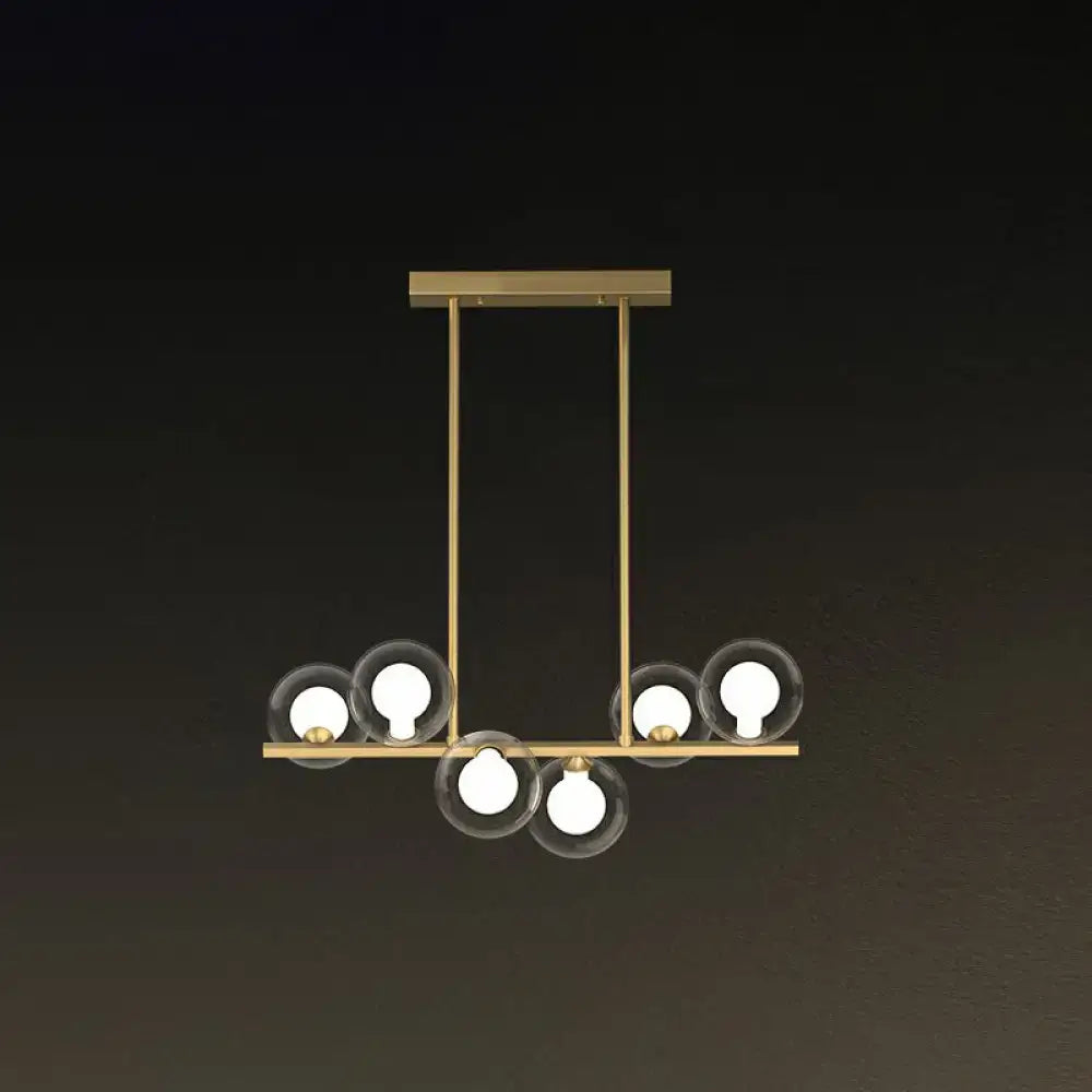 Postmodern black led island light kitchen glass globe chandelier