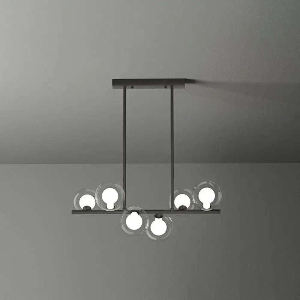 Postmodern black led island light kitchen glass globe chandelier