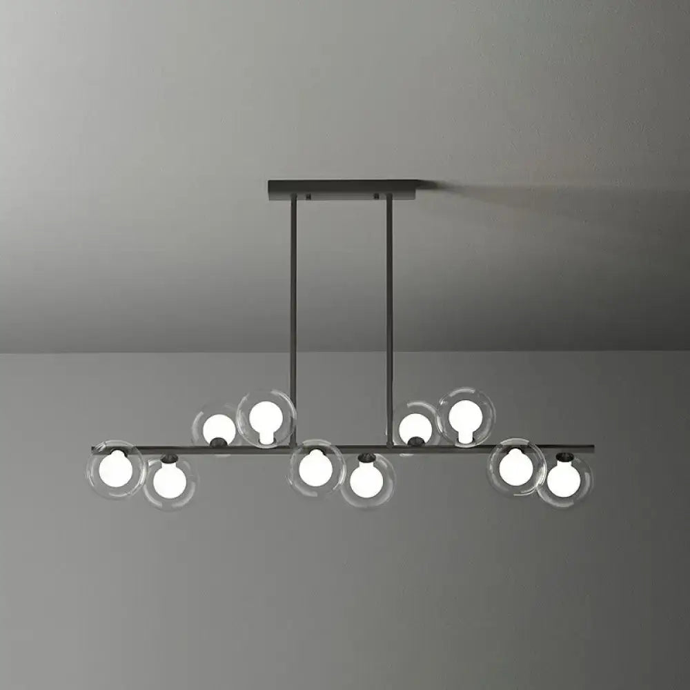 Postmodern black led island light kitchen glass globe chandelier