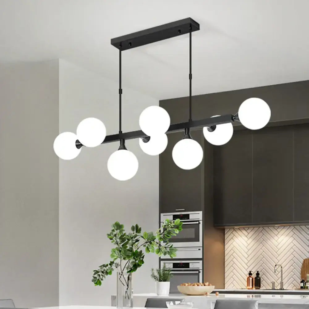 Postmodern black opaline glass molecular island light dining room