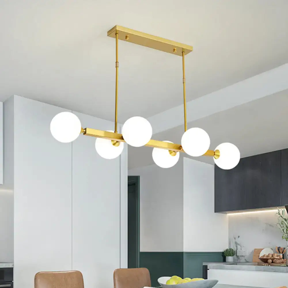 Postmodern black opaline glass molecular island light dining room