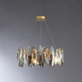 Postmodern smoke grey glass leaf chandelier gold dining room light