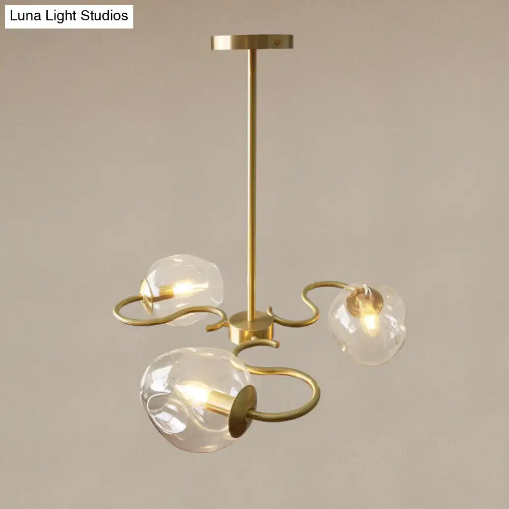 Modern brass 3-light glass globe flush mount for bedroom