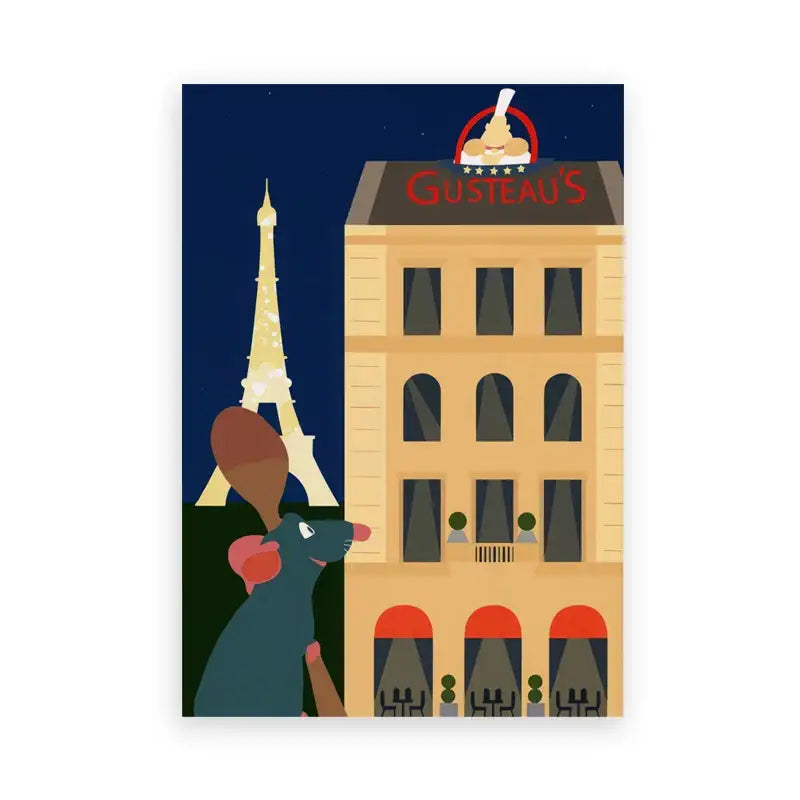 Minimalist ratatouille cartoon art print set of 4 kitchen decor