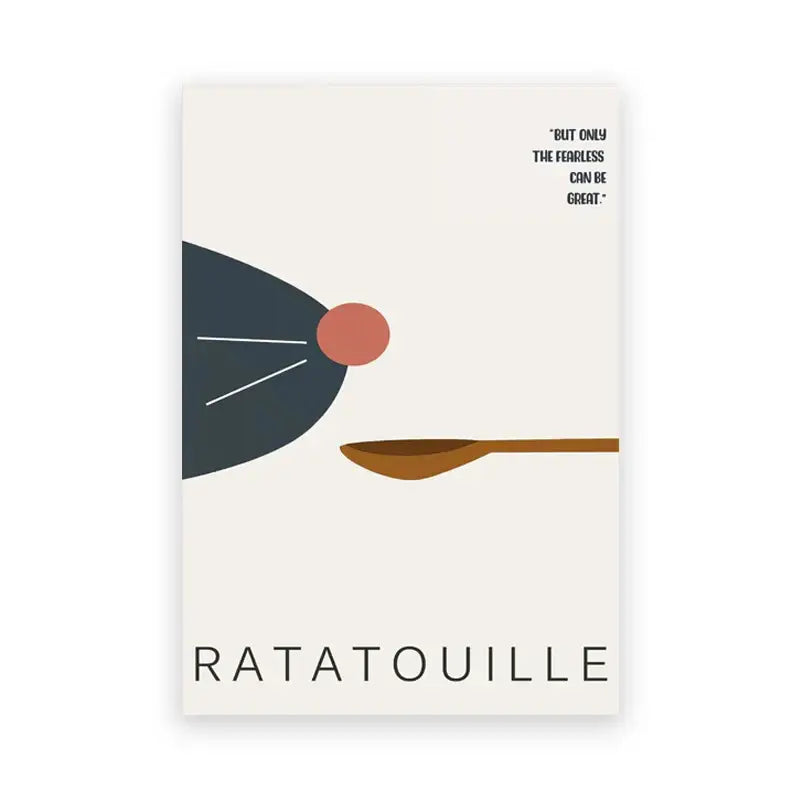 Minimalist ratatouille cartoon art print set of 4 kitchen decor