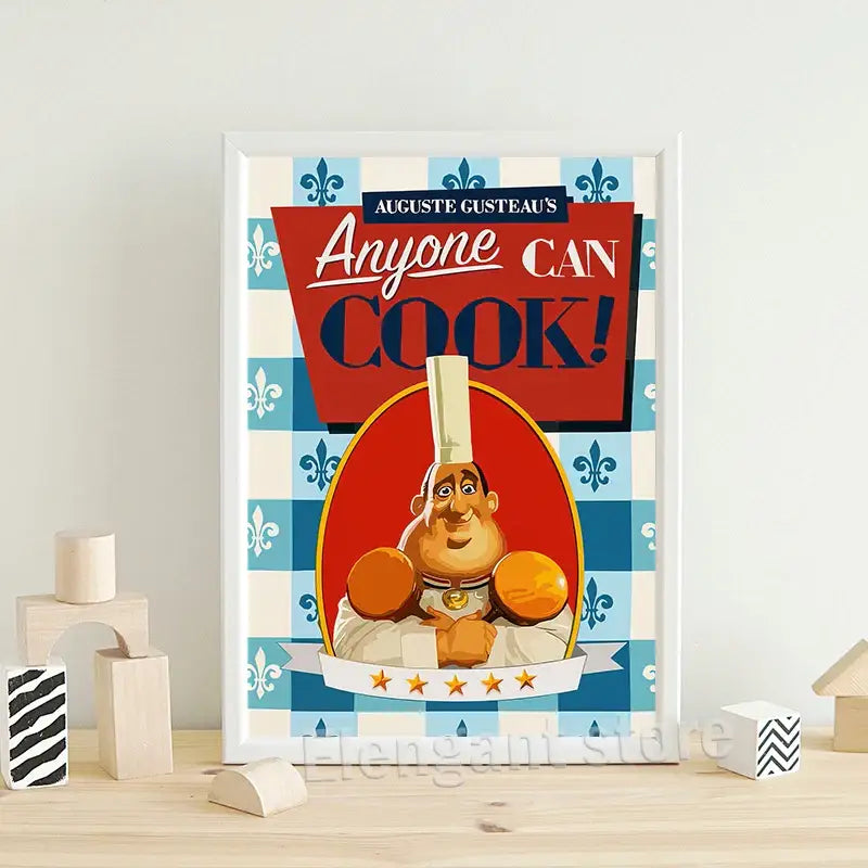 Minimalist ratatouille cartoon art print set of 4 kitchen decor