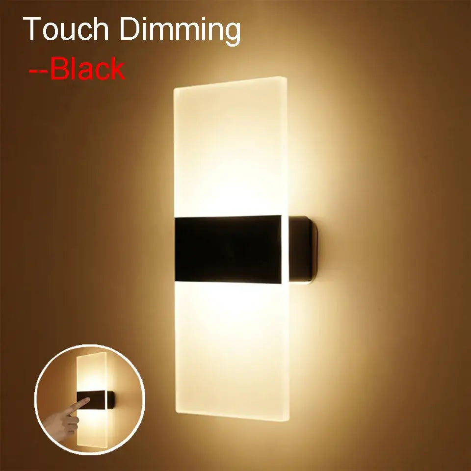 Modern black rechargeable wall light bedroom frosted glass sconce