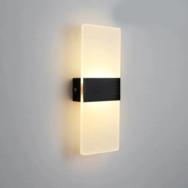 Modern black rechargeable wall light bedroom frosted glass sconce