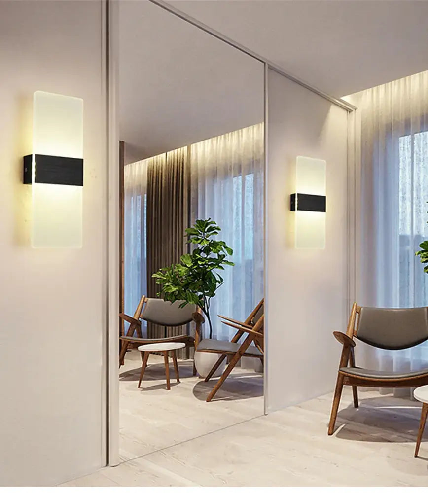 Modern black rechargeable wall light bedroom frosted glass sconce