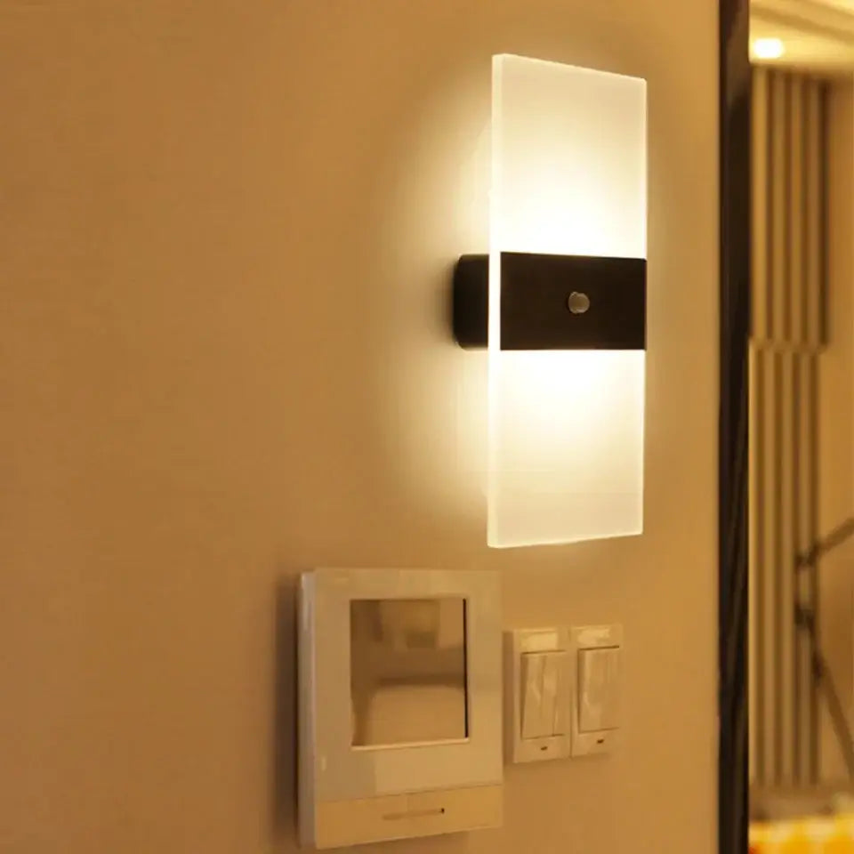 Modern black rechargeable wall light bedroom frosted glass sconce