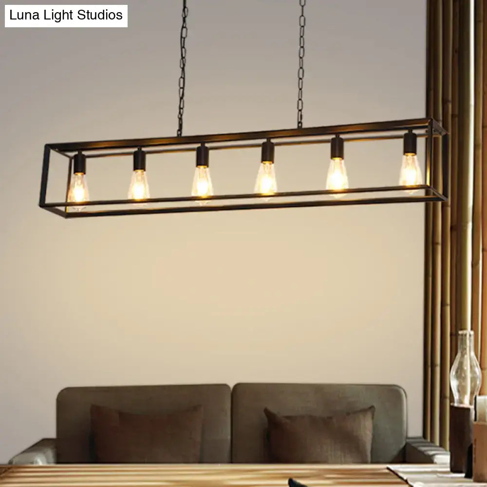 Industrial black & brass dining room decorbites rectangle island light