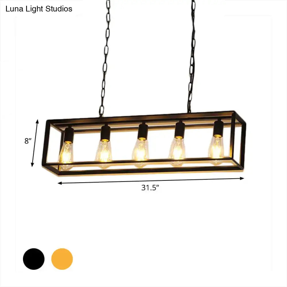 Industrial black & brass dining room decorbites rectangle island light