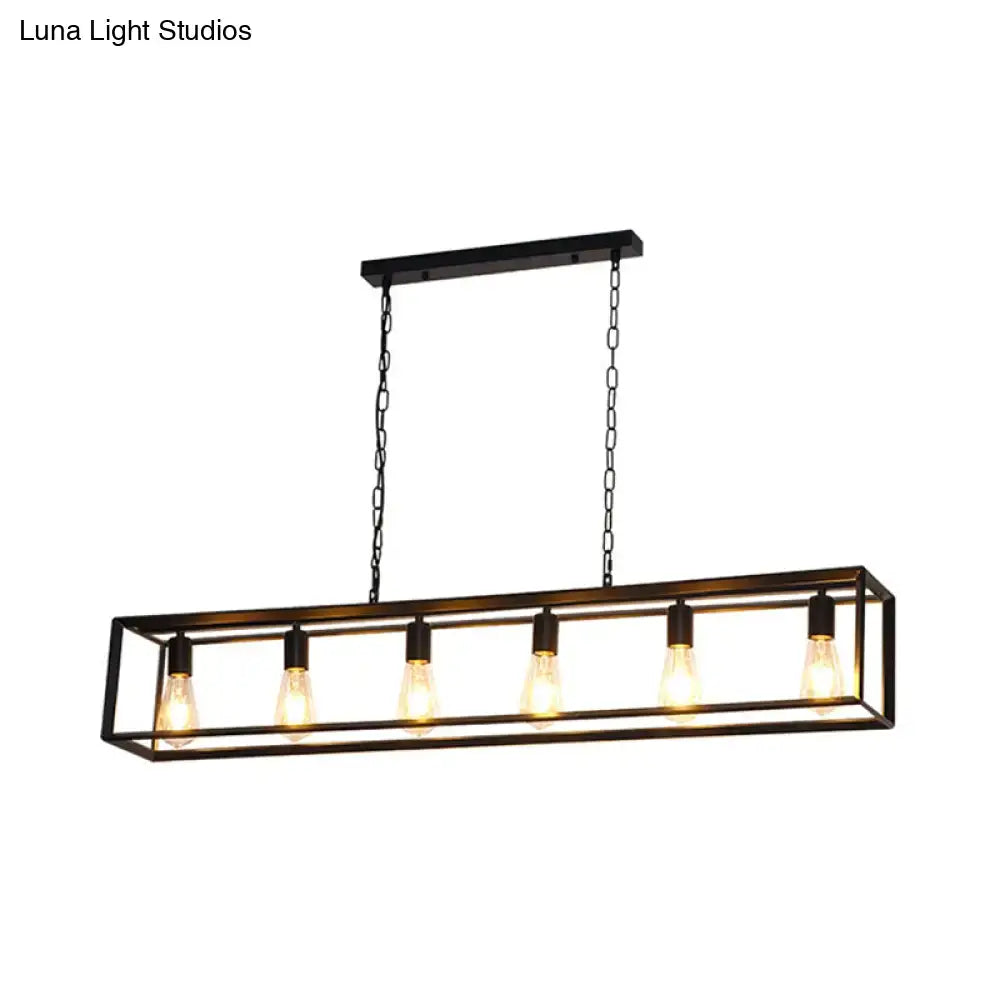 Industrial black & brass dining room decorbites rectangle island light
