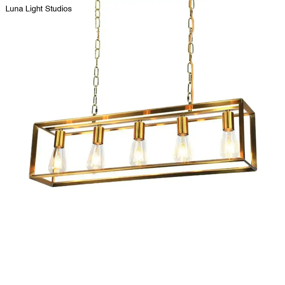 Industrial black & brass dining room decorbites rectangle island light