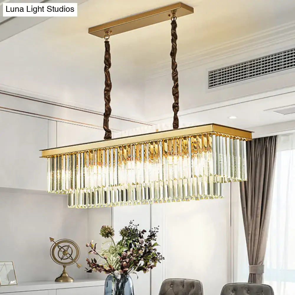 Artistic gold crystal pendant light for living room island