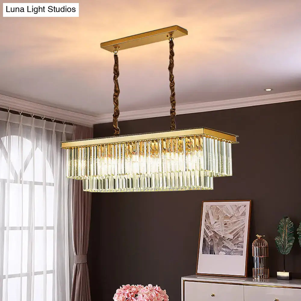Artistic gold crystal pendant light for living room island