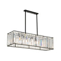 Traditional black metal and clear crystal island pendant light dining room