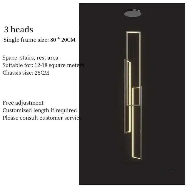 Modern black & gold luster rectangle led chandelier living room