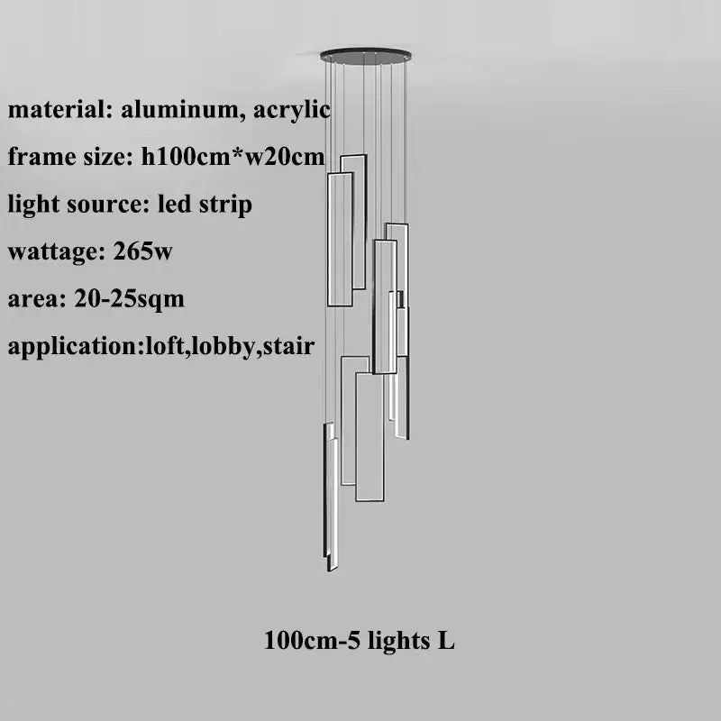 Modern black & gold luster rectangle led chandelier living room