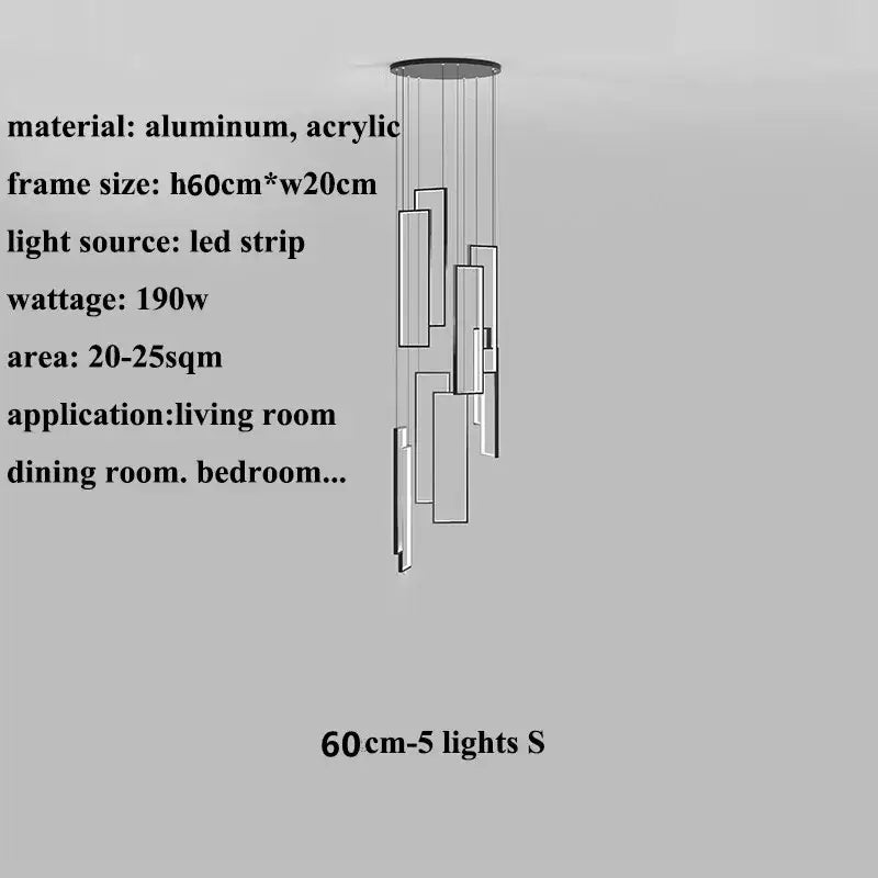 Modern black & gold luster rectangle led chandelier living room