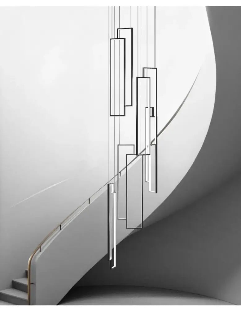 Modern black & gold luster rectangle led chandelier living room