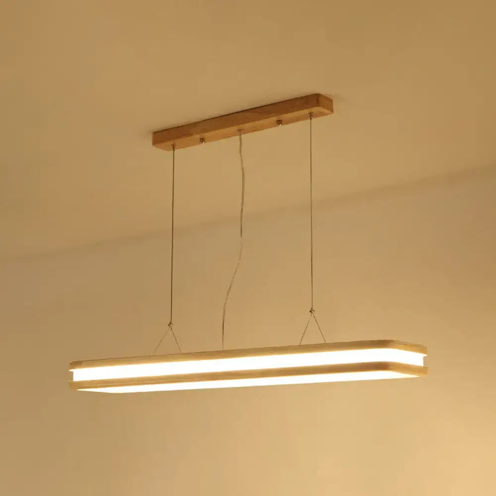 Modern wood rectangular led pendant light dining room warm white