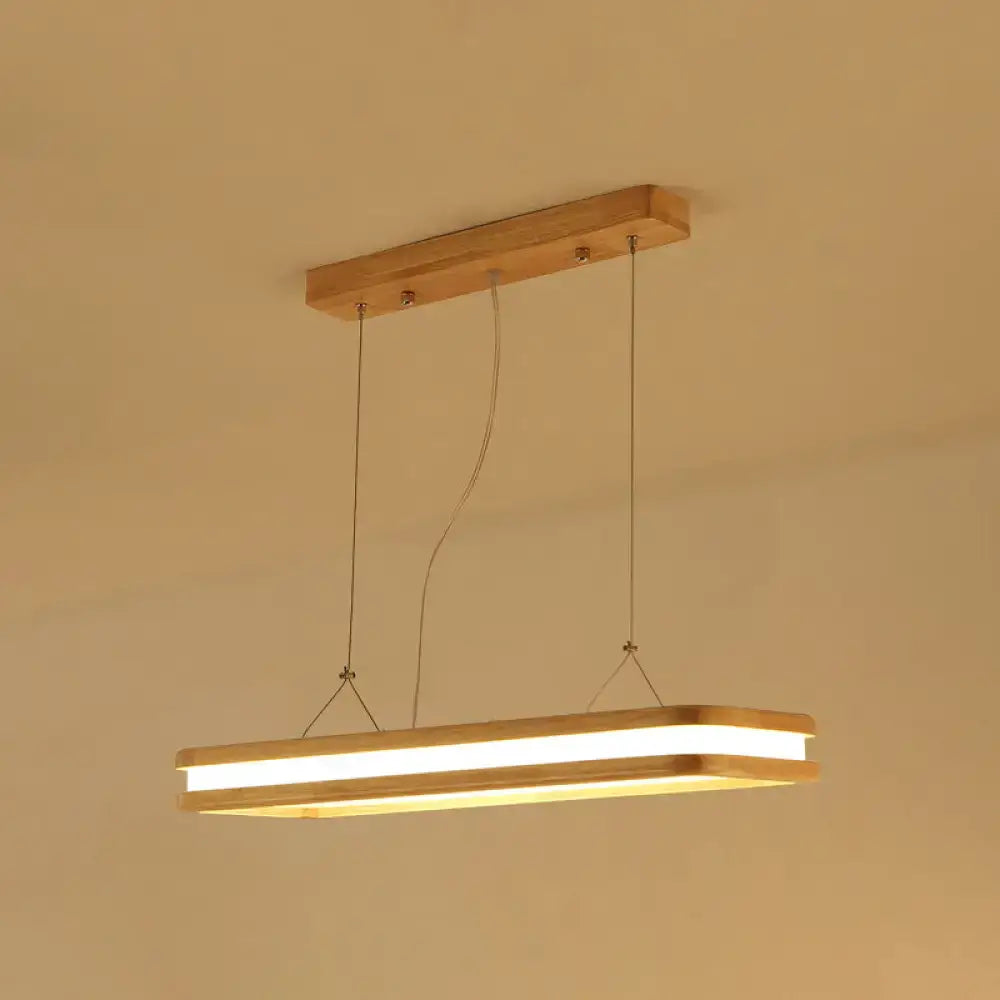Modern wood rectangular led pendant light dining room warm white