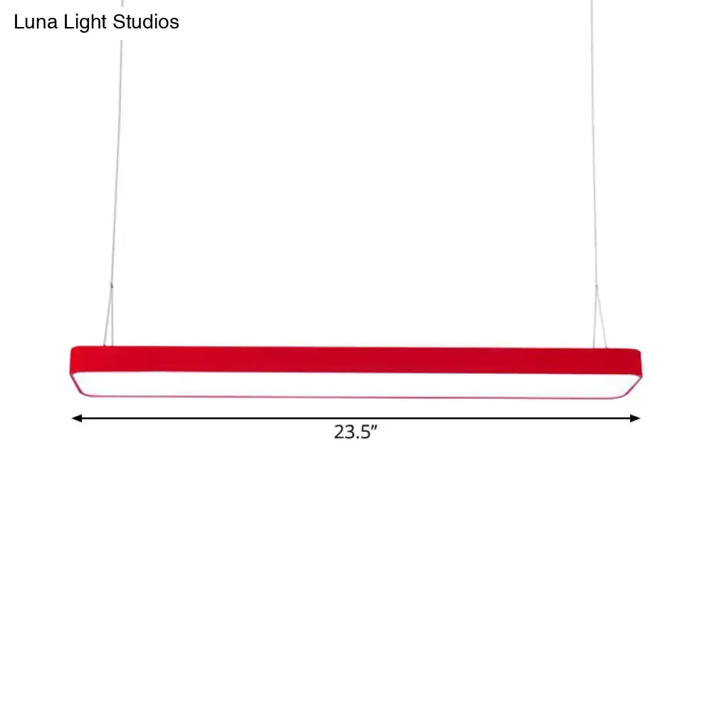 Red rectangular led light fixture for kids room with acrylic shade