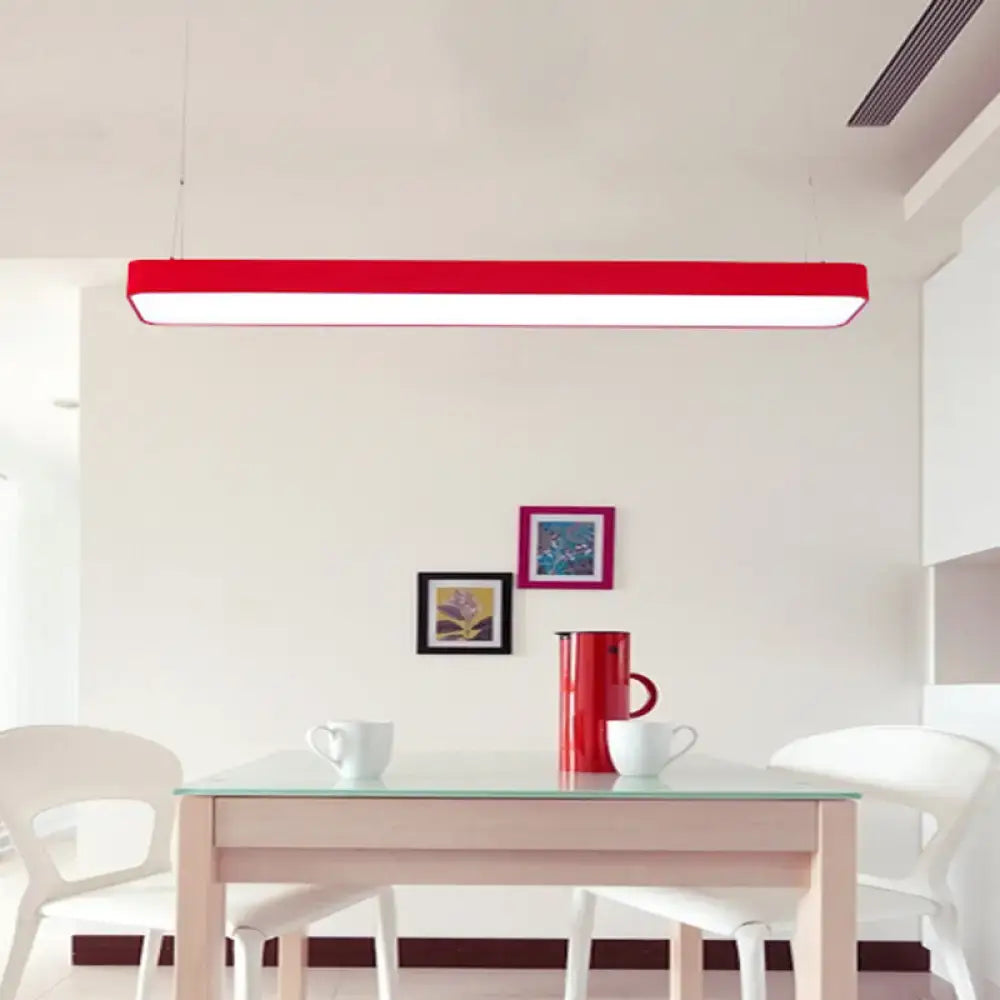Red rectangular led light fixture for kids room with acrylic shade