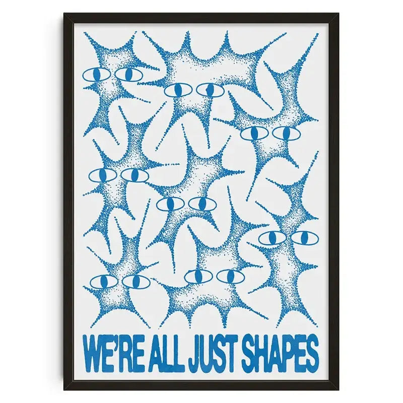 Retro abstract blue & cream canvas print living room wall art