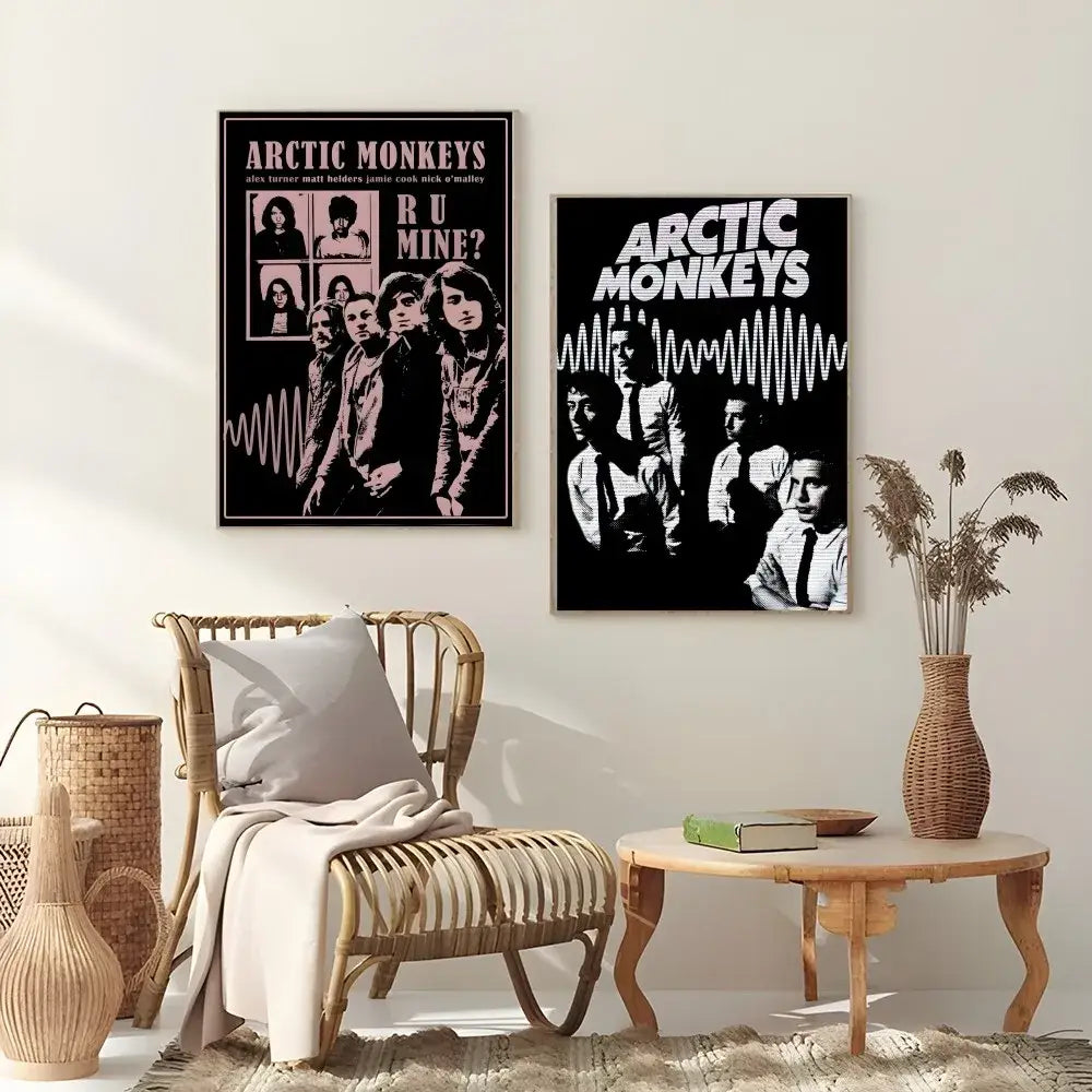Retro arctic monkeys wall art set – bedroom vintage music posters