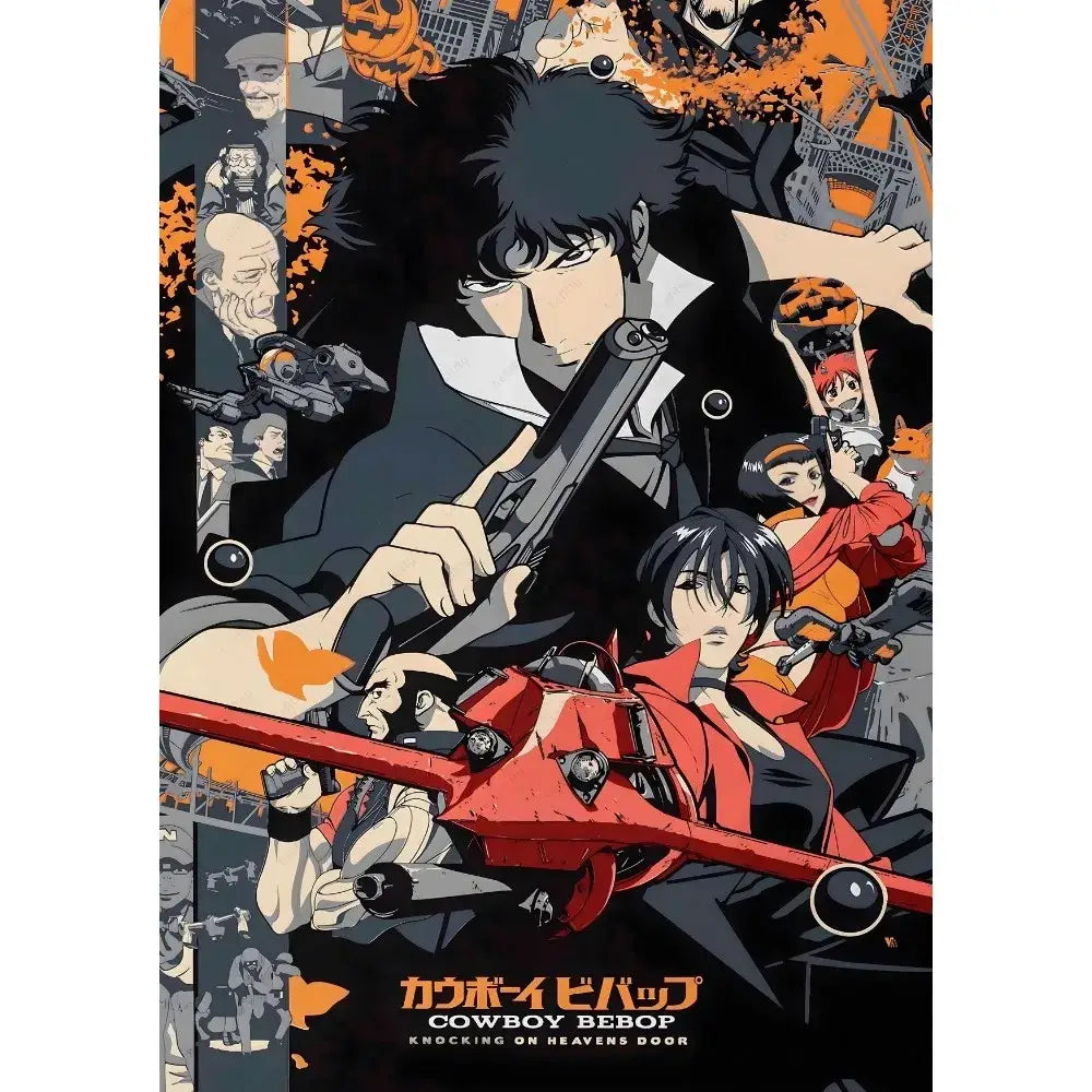 Retro framed cowboy bebop anime poster set for bedroom decor
