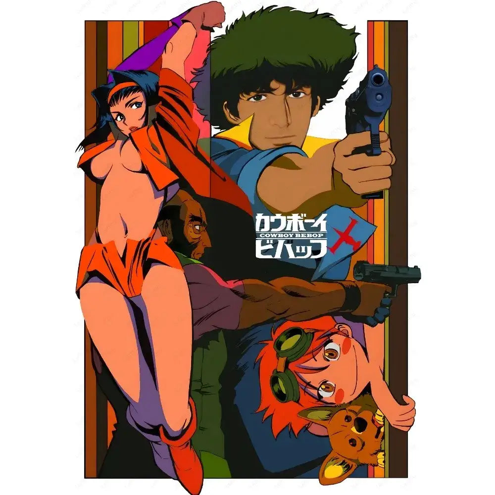 Retro framed cowboy bebop anime poster set for bedroom decor