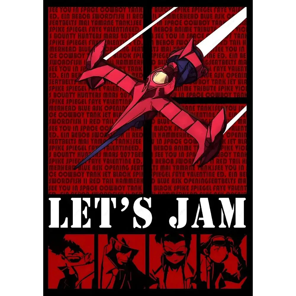 Retro framed cowboy bebop anime poster set for bedroom decor