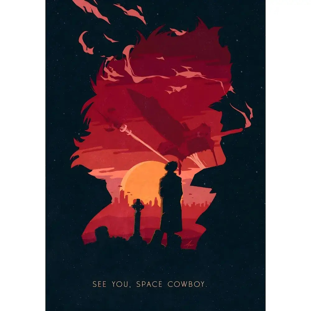 Retro framed cowboy bebop anime poster set for bedroom decor
