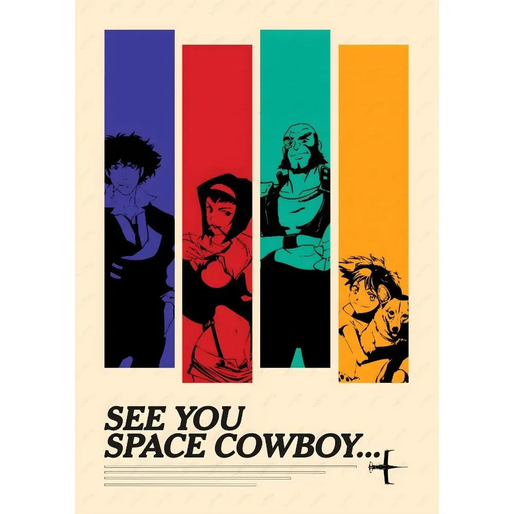 Retro framed cowboy bebop anime poster set for bedroom decor