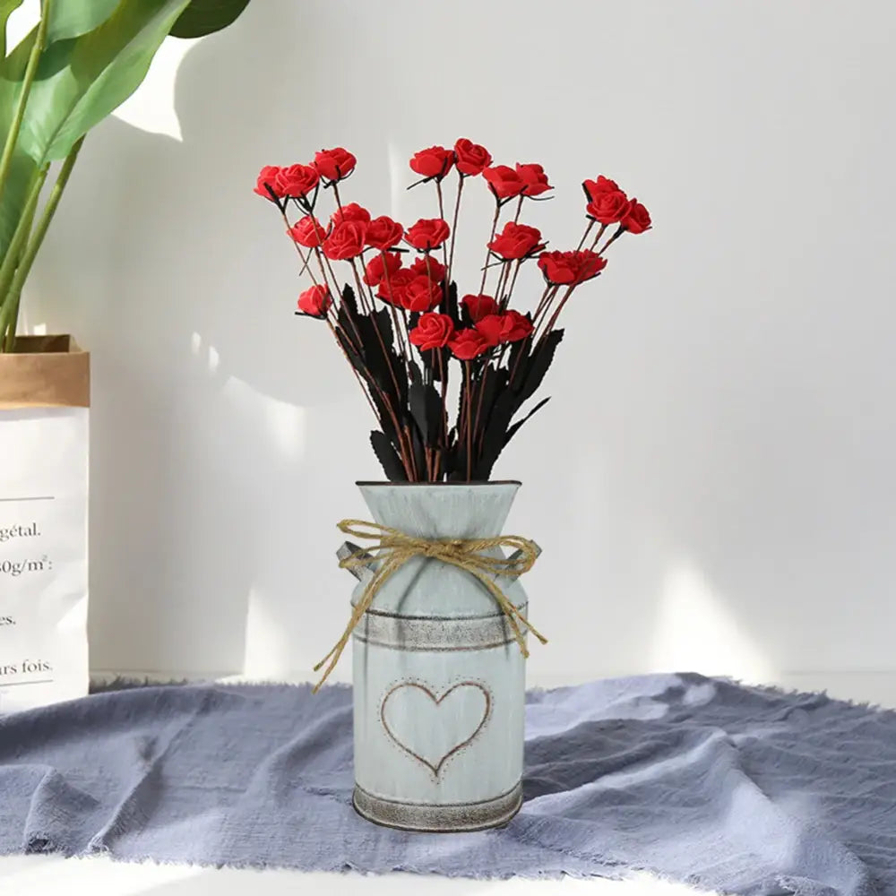 Rustic white heart metal vase holder wedding garden decor