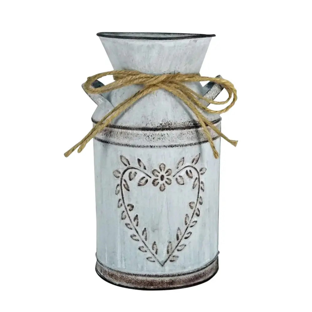Rustic white heart metal vase holder wedding garden decor