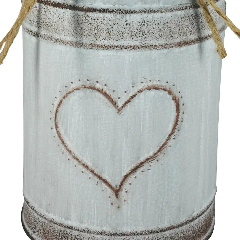 Rustic white heart metal vase holder wedding garden decor