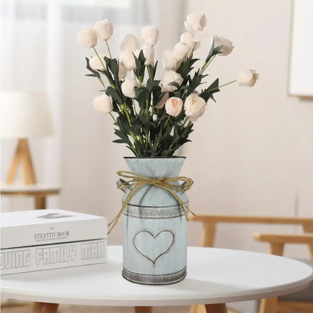 Rustic white heart metal vase holder wedding garden decor