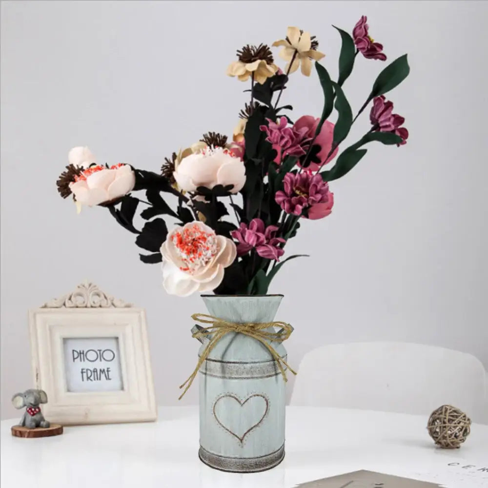Rustic white heart metal vase holder wedding garden decor