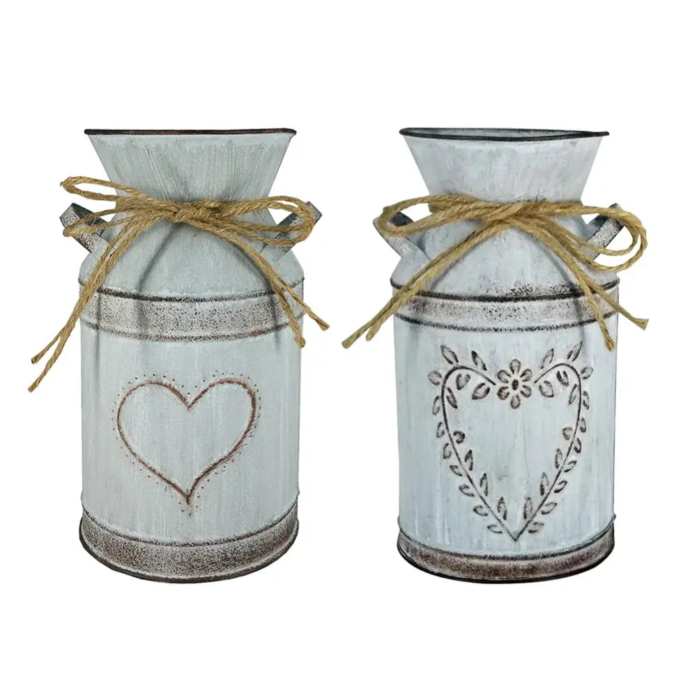 Rustic white heart metal vase holder wedding garden decor
