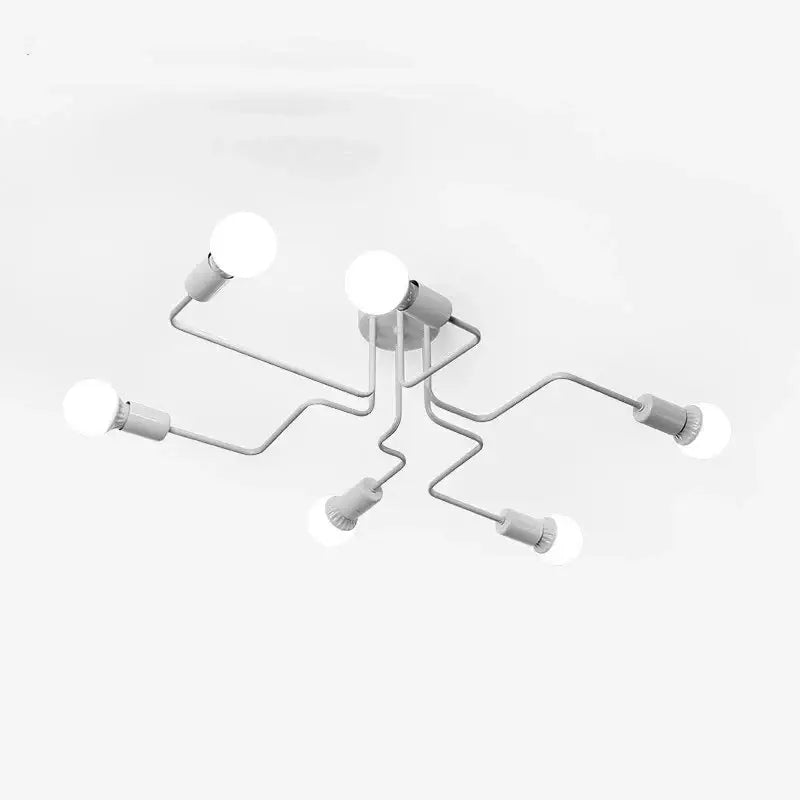 Retro industrial wrought iron 8 light ceiling fixture living room