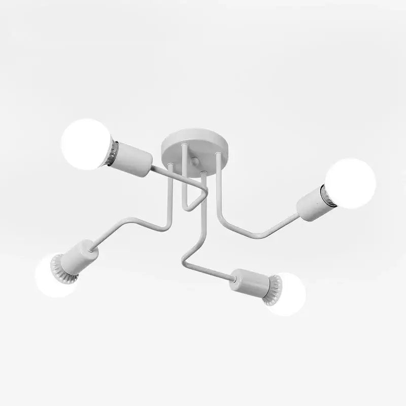 Retro industrial wrought iron 8 light ceiling fixture living room