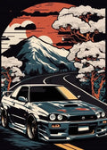 Retro black gtr luxury car wall art bedroom canvas decor