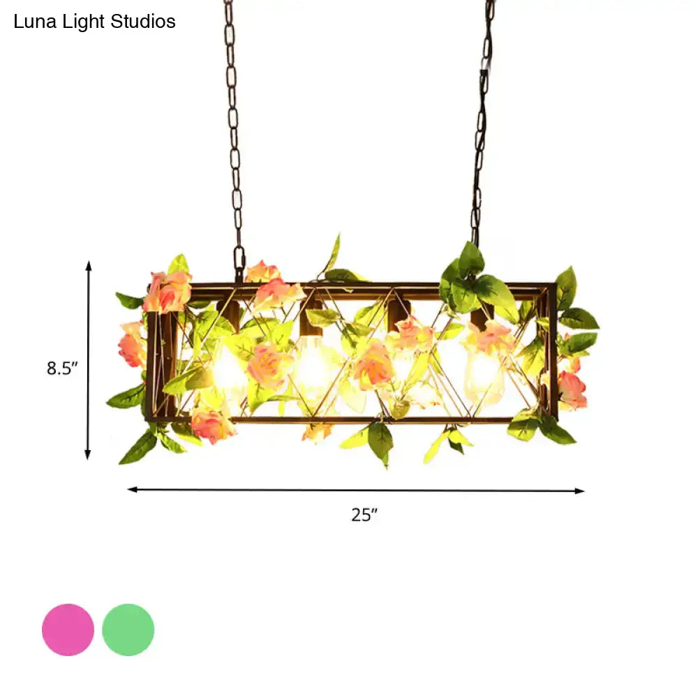 Rustic bronze lattice island ceiling light – kitchen ivy pendant 110v-120v
