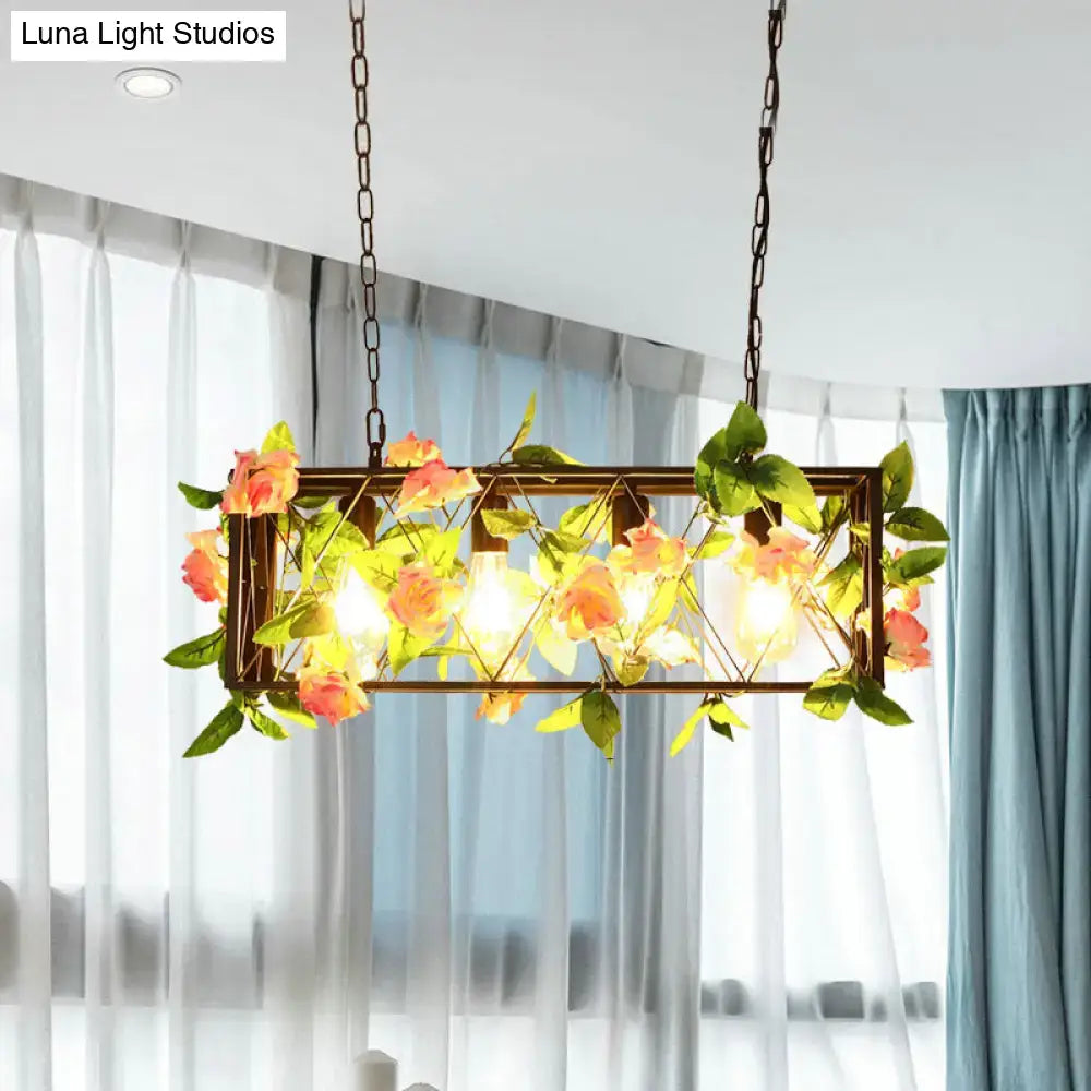 Rustic bronze lattice island ceiling light – kitchen ivy pendant 110v-120v