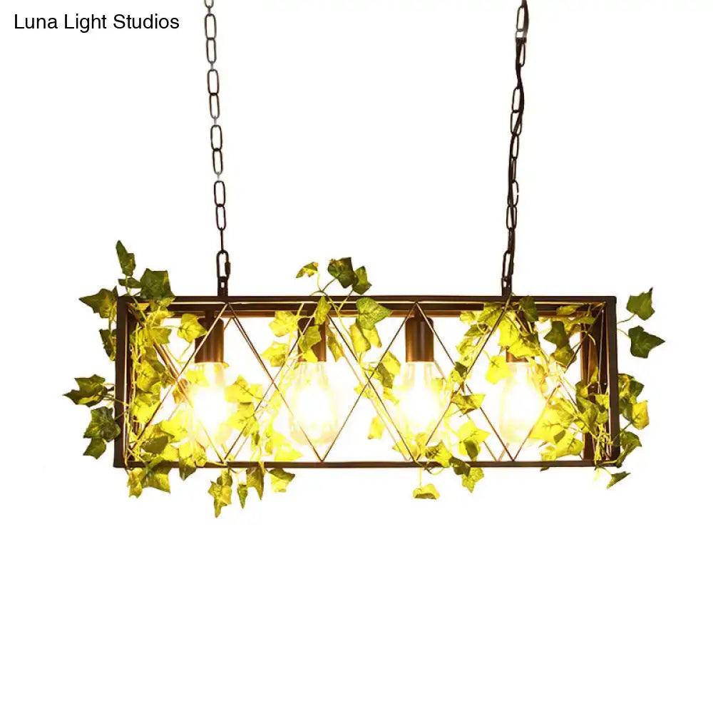 Rustic bronze lattice island ceiling light – kitchen ivy pendant 110v-120v